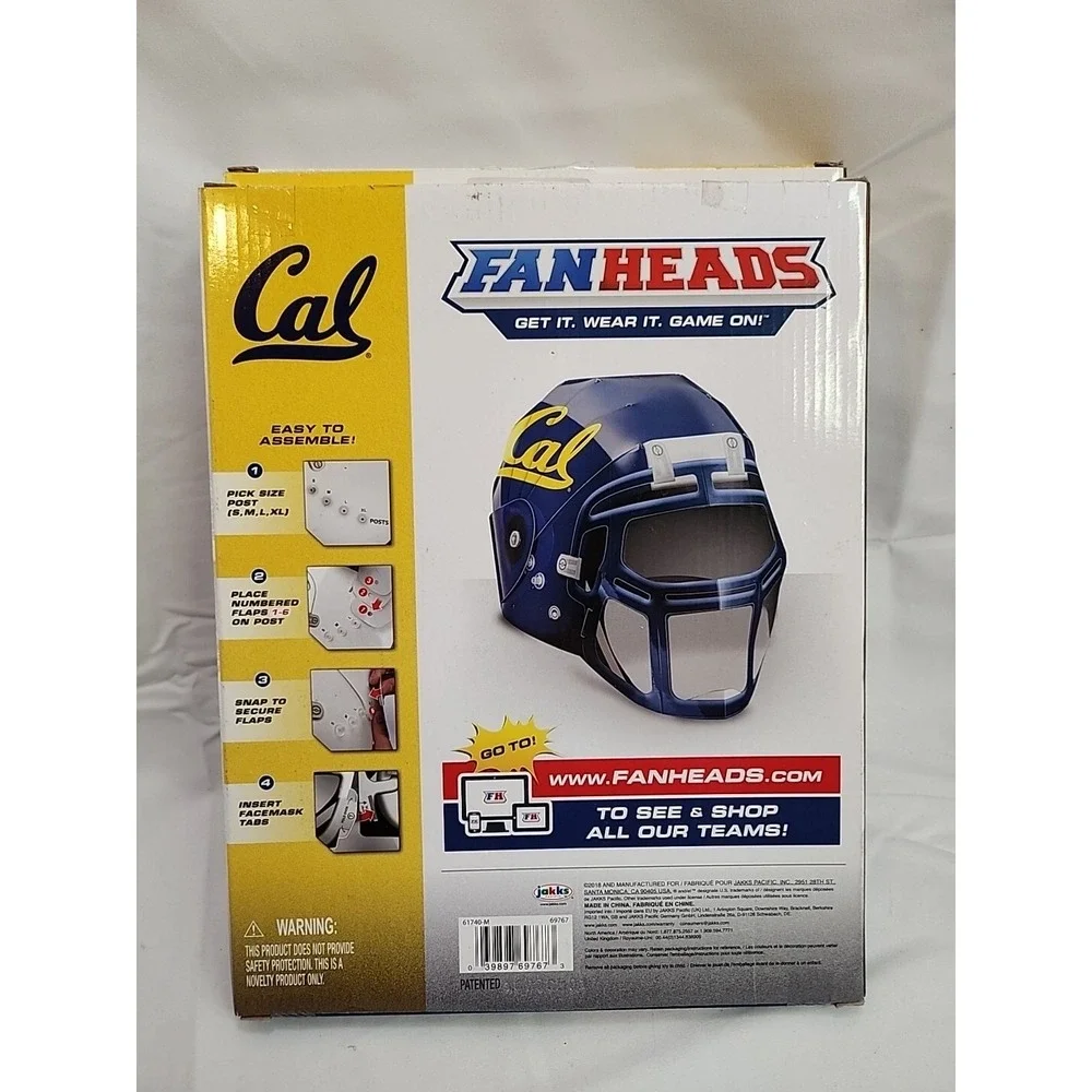 2x Fan Heads NCAA Pac-12 California Cal Golden Bears Football Helmet UC Berkeley